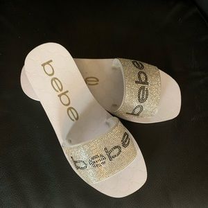 New Bebe white sandals size 9